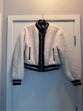 Women's White Sherpa Bomber Jacket